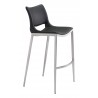 Zuo Modern Ace Barstool in Black and Silver - Angled