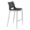 Zuo Modern Ace Barstool in Black and Silver - Angled - Zuo Modern Ace Barstool in Black and Silver - Angled