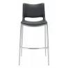 Zuo Modern Ace Barstool in Black and Silver - Front - Zuo Modern Ace Barstool in Black and Silver - Front