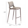 Zuo Modern Ace Barstool in Brown and Walnut - With DImensions