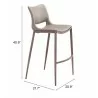 Zuo Modern Ace Barstool in Brown and Walnut - With DImensions - Zuo Modern Ace Barstool in Brown and Walnut - With DImensions