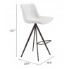Zuo Modern Aki Barstool in White and Walnut - With Dimensions