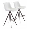 Zuo Modern Aki Barstool in White and Walnut - Set of 2