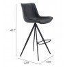 Zuo Modern Aki Barstool in Black - With Dimensions