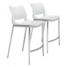 Zuo Modern Ace Counter Stool in White and Silver - Set of 2