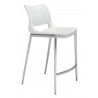 Zuo Modern Ace Counter Stool in White and Silver - Angled