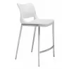 Zuo Modern Ace Counter Stool in White and Silver - Angled - Zuo Modern Ace Counter Stool in White and Silver - Angled