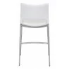 Zuo Modern Ace Counter Stool in White and Silver - Back - Zuo Modern Ace Counter Stool in White and Silver - Back