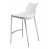 Zuo Modern Ace Counter Stool in White and Silver - Back Angled