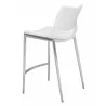 Zuo Modern Ace Counter Stool in White and Silver - Back Angled - Zuo Modern Ace Counter Stool in White and Silver - Back Angled