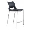 Zuo Modern Ace Counter Stool in Black and Silver - Angled