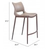 Zuo Modern Ace Counter Stool in Brown and Walnut - With Dimension