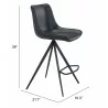 Zuo Modern Aki Counter Stool in Black - With Dimensions - Zuo Modern Aki Counter Stool in Black - With Dimensions