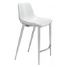 Zuo Modern Magnus Counter Stool in White and Silver - Angled
