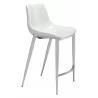 Zuo Modern Magnus Counter Stool in White and Silver - Angled - Zuo Modern Magnus Counter Stool in White and Silver - Angled