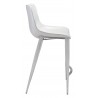 Zuo Modern Magnus Counter Stool in White and Silver - Side Angled