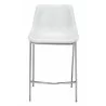Zuo Modern Magnus Counter Stool in White and Silver - Front - Zuo Modern Magnus Counter Stool in White and Silver - Front