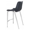 Zuo Modern Magnus Counter Stool in Black and Silver - Back Angled