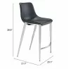 Zuo Modern Magnus Counter Stool in Black and Silver - With Dimensions - Zuo Modern Magnus Counter Stool in Black and Silver - With Dimensions