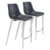 Zuo Modern Magnus Counter Stool in Black and Silver - Set of 2