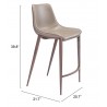 Zuo Modern Magnus Counter Stool in Brown and Walnut - With Dimensions