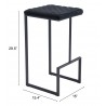Zuo Modern Element Barstool in Black - With Dimension