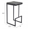 Zuo Modern Element Barstool in Gray - With DImensions