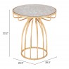 Zuo Modern Silo Side Table Gold - With Dimensions