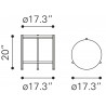 Zuo Modern Haru Side Table White and Gold - Dimension Sheet