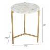Zuo Modern Haru Side Table White and Gold - With Dimensions