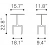 Zuo Modern Clement Side Table White and Gold - Dimension Sheet