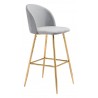 Zuo Modern Cozy Barstool Gray and Gold - Angled