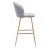 Zuo Modern Cozy Barstool Gray and Gold - Side