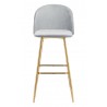 Zuo Modern Cozy Barstool Gray and Gold - Front