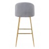 Zuo Modern Cozy Barstool Gray and Gold - Back
