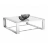Sunpan Dalton Coffee Table - Square in High Gloss White and Stainless Steel Frame - Angled with Decor - Sunpan Dalton Coffee Table - Square in High Gloss White and Stainless Steel Frame - Angled with Decor