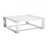 Sunpan Dalton Coffee Table - Square in High Gloss White and Stainless Steel Frame - Angled