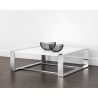 Sunpan Dalton Coffee Table - Square in High Gloss White and Stainless Steel Frame - Lifestyle