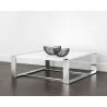 Sunpan Dalton Coffee Table - Square in High Gloss White and Stainless Steel Frame - Lifestyle - Sunpan Dalton Coffee Table - Square in High Gloss White and Stainless Steel Frame - Lifestyle