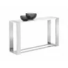 Sunpan Dalton Console Table in High Gloss White and Stainless Steel - Angled wit hDecor - Sunpan Dalton Console Table in High Gloss White and Stainless Steel - Angled wit hDecor