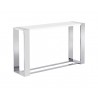 Sunpan Dalton Console Table in High Gloss White and Stainless Steel - Angled