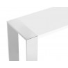 Sunpan Dalton Console Table in High Gloss White and Stainless Steel - Top Edge Close-up