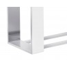 Sunpan Dalton Console Table in High Gloss White and Stainless Steel - Leg Edge Close-up