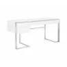  Sunpan Dalton Desk in High Gloss White and Stainless Steel Frame - Angled View  -  Sunpan Dalton Desk in High Gloss White and Stainless Steel Frame - Angled View 