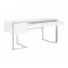  Sunpan Dalton Desk in High Gloss White and Stainless Steel Frame - Angled -  Sunpan Dalton Desk in High Gloss White and Stainless Steel Frame - Angled