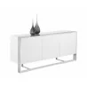  Sunpan Dalton Sideboard in High Gloss White and Stainless Steel Frame  - Angled with Decor -  Sunpan Dalton Sideboard in High Gloss White and Stainless Steel Frame  - Angled with Decor