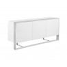  Sunpan Dalton Sideboard in High Gloss White and Stainless Steel Frame  - Angled