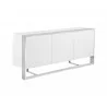  Sunpan Dalton Sideboard in High Gloss White and Stainless Steel Frame  - Angled -  Sunpan Dalton Sideboard in High Gloss White and Stainless Steel Frame  - Angled