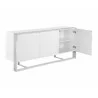  Sunpan Dalton Sideboard in High Gloss White and Stainless Steel Frame  - Drawer Opened -  Sunpan Dalton Sideboard in High Gloss White and Stainless Steel Frame  - Drawer Opened