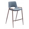 Zuo Modern Desi Counter Stool Azure Gray and Walnut - Angled View
